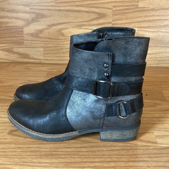 Patrizia Donjon Metallic - Black Buckle Ankle Boot Booties Size 39 (8) - Picture 2 of 16